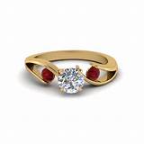 Yellow Gold Ruby Diamond Engagement Rings Pictures