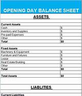 Opening Day Balance Sheet Template Photos