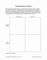 Decisional Balance Worksheet Substance Abuse Pictures
