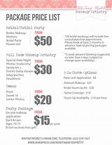 Photos of Makeup Application Price List