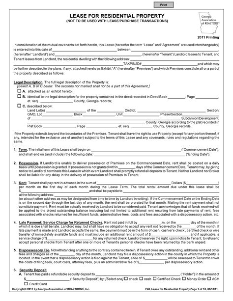 Pictures of Georgia Residential Lease Agreement 2018