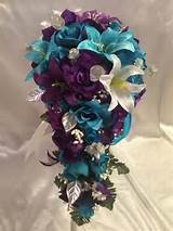 Purple And Turquoise Silk Flowers Photos
