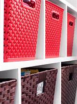 Red Storage Baskets For Shelves