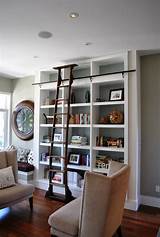 Pictures of Built In Library Shelves With Ladder