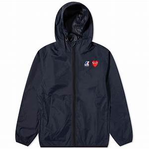 Comme Des Garcons Play X K Way Full Zip Packable Jacket Navy End