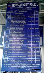 Kolkata Calcutta Guide New Pre Paid Taxi Rate Fare Chart From