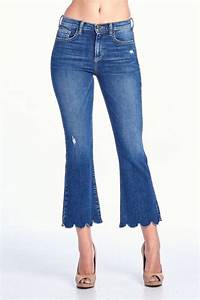 Sneak Peek Scallop Hem Denim Jeans Mod And Retro Clothing Cropped