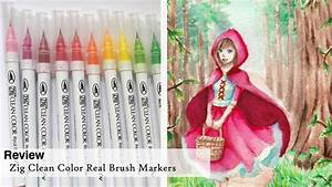 Zig Clean Color Real Brush Marker Review Demo Youtube