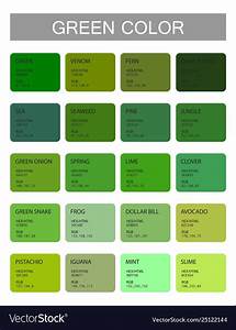 Green Color Codes And Names Selection Of Colors For Design Interior