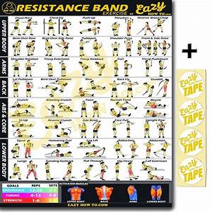 Resistance Band Exercise Workout Banner Poster Big 28 X 20 Quot Chart Home