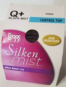 New Leggs Plus Size Q Silken Mist Control Top Hose Black Mist Sheer