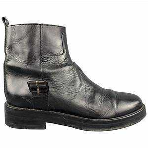  Demeulemeester Size 8 Black Leather Detachable Cald Shaft Boots At