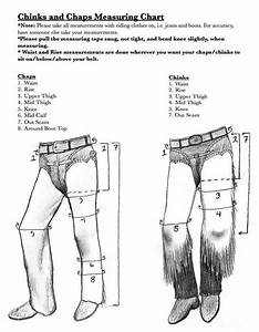Sizing Chart For Chaps And Chinks Leather Working Patterns Leather
