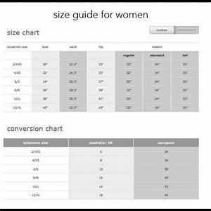 Lululemon Size Chart Women 39 S