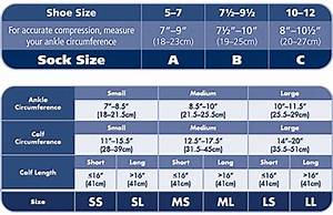 Jobst Compression And Socks Size Chart