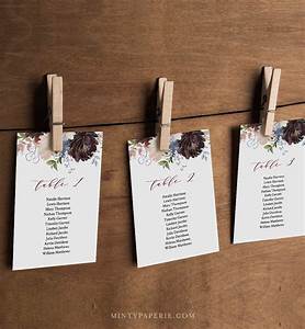 Seating Chart Cards Table Seating Template Boho Floral Wedding