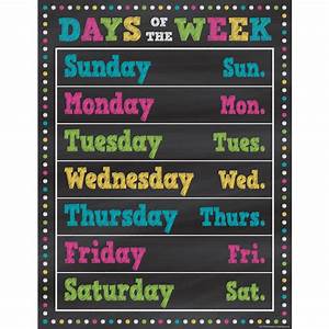 Chalkboard Brights Days Of The Week Chart Tcr7798 Teacher Created
