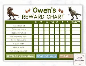 Editable Dinosaur Reward Chart Boy Toddler Chore Chart Behavior Chart