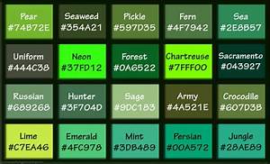 Shades Of Green Names With Hex Rgb Color Codes