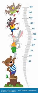 Meter Wall Or Height Chart With Funny Animals Stock Vector