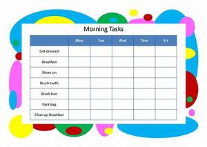 Best Photos Of Job Chart Template Morning Routine Chart Template
