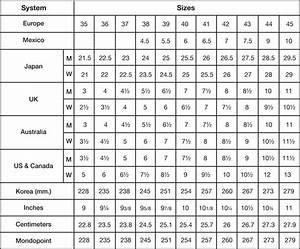 shoe size conversion chart arcade attire