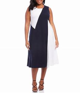  Kane Plus Size Knit Colorblock Sleeveless Midi Dress Dillard 39 S