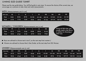 size guide clothes li ning