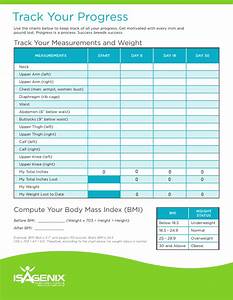 Tracking Progress Measurements And Weight Chart Template Isagenix