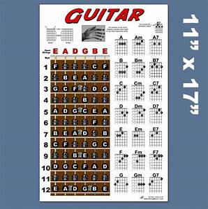 Guitar Chord Fretboard Note Chart Instructional Easy Poster For