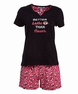 René Rofé Black Pink 39 Better Latte Than Never 39 Notch Neck Pajama Set