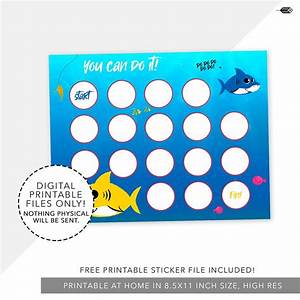 The Printable Sticker File Includes An Image Of A Shark And Fish With
