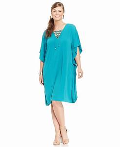 Spense Plus Size Butterfly Sleeve Lace Up Shift Dress Reviews
