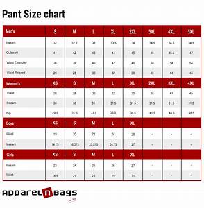 Pant Size Chart Apparelnbags Com