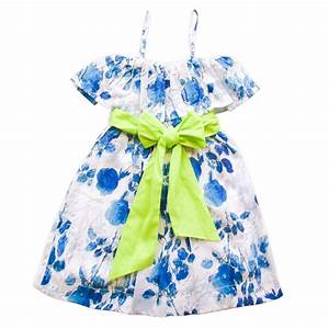  Catalou Little Girls Blue Chine Floral Print Maxi Dress 2 6