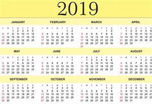 2019 Printable Calendar Templates Pdf Excel Word Free Calendars