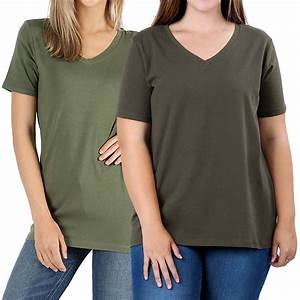 Thelovely Women Plus Size Cotton V Neck Short Sleeve Casual Basic