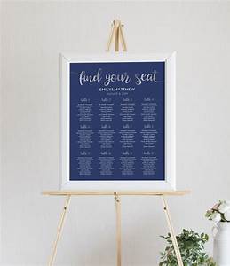 Wedding Seating Chart Template Navy And Silver Navy Seating Etsy