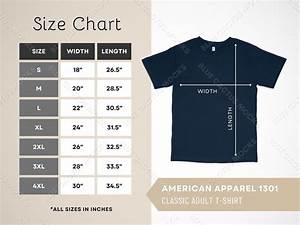 American Apparel 1301 Size Chart Sizing Guide For Classic Etsy