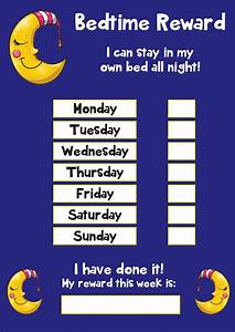Bedtime Sleep In Own Bed A4 Reward Chart Reward Chart Reward Chart