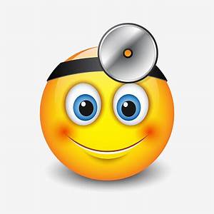 Cute Smiling Doctor Emoticon Wearing Headmirror Emoji Smiley Vector