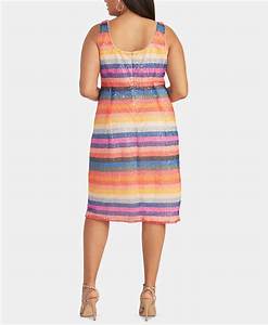  Roy Trendy Plus Size Rainbow Stripe Sequin Dress Macy 39 S