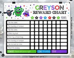 Editable Monsters Chart Monsters Behavior Chart Chore Chart