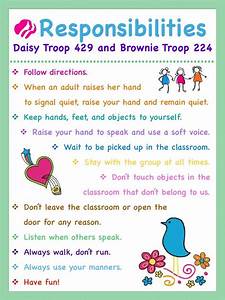 Girl Scouts Troop Meeting Rules And Responsibilities Chart Poster