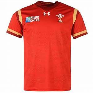 Under Armour Mens Wales Rfu Home Rwc Rugby Shirt 2015 2016 Tee Top