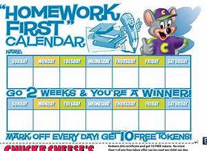 Chuck E Cheese Coupons Free Tokens For Homework Reward Calendar Great
