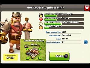 Clash Of Clans Barbarian King Upgrade To Level 6 Youtube
