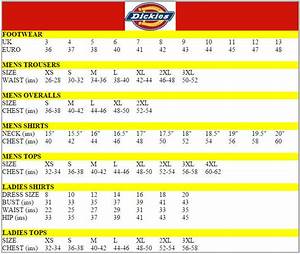 dickies workwear size chart active workwear