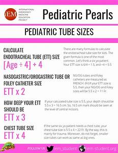 Pediatric Tube Sizes Infographic International Emergency Medicine