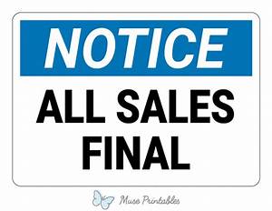 Printable All Sales Final Notice Sign